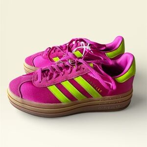 Adidas Women's Gazelle in Fuschia Pink and Key Lime Sneakers NWT Women’s 8